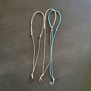 ⭐ 2/$10 or 3/$12 Set 3 charm necklaces, gold, silver, bronze w/ teal pink cream
